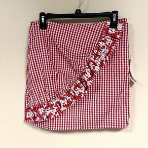 J Marie red and white checkered cotton skirt. Sz M